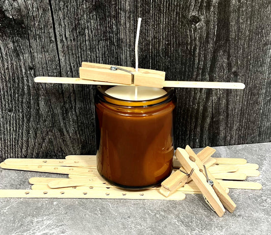 Easy Wick Centering  - Set of 12 wooden sticks and pins