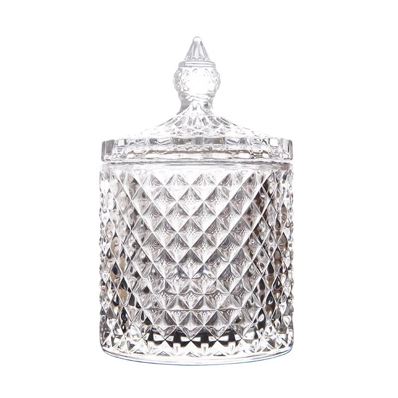 CLEARANCE SALE! Luxury Vessels - Beautiful clear two piece 10 oz faceted jar