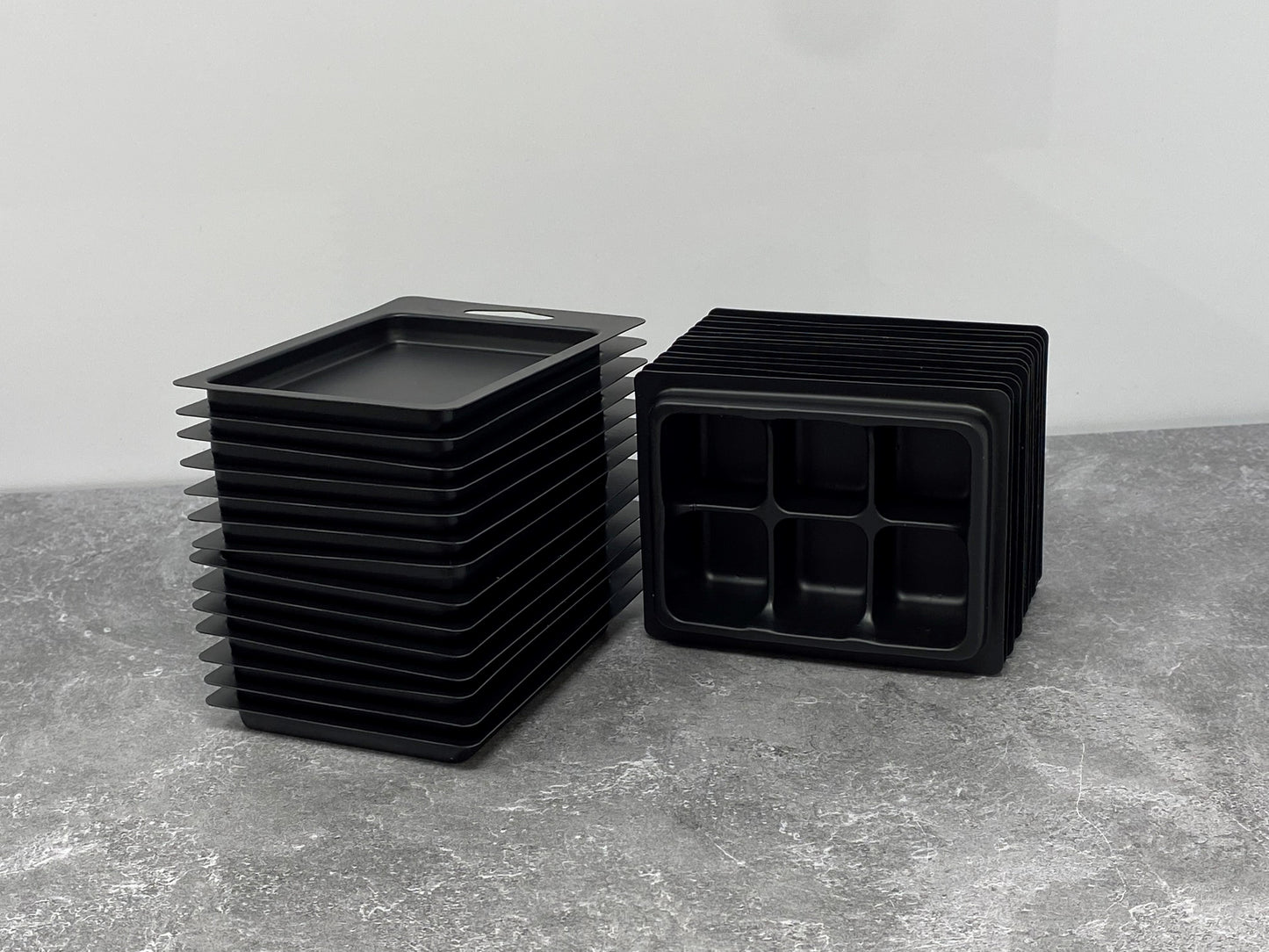 Matte Black Two Piece Luxurious 6 Cavity (2 Piece - Not Clamshell) molds for wax melts or soaps