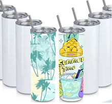 Load image into Gallery viewer, 20 Ounce Tumbler BLANK for DIY with Metal Straw and Rubber Bottom for Sublimation
