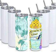 20 Ounce Tumbler BLANK for DIY with Metal Straw and Rubber Bottom for Sublimation