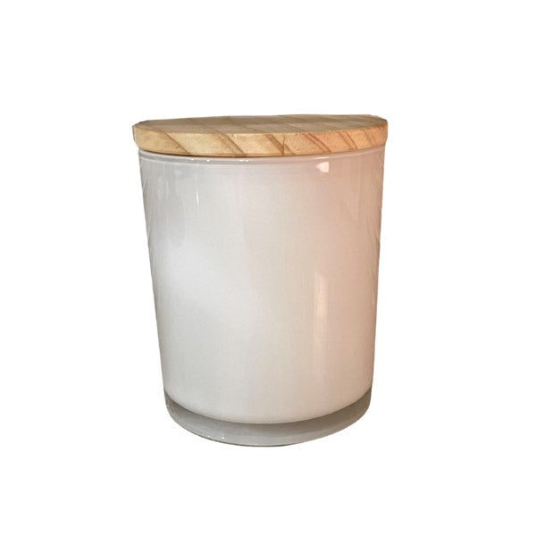 17 oz white tumbler with snug wooden lid included