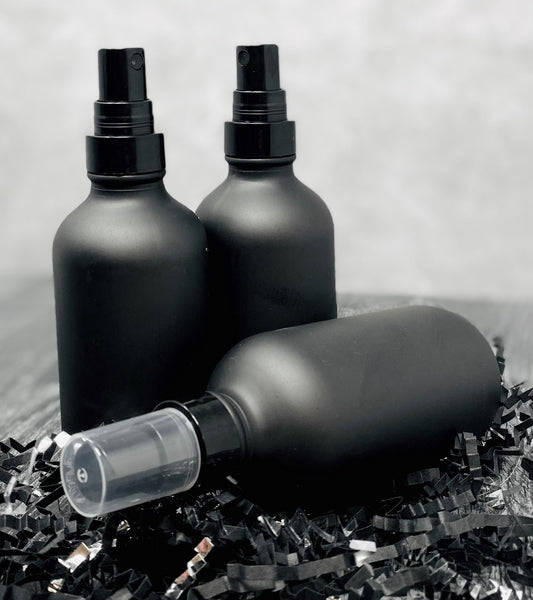 Luxury Black Matte 4 ounce Fine Mist Spray Bottles