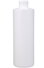 Load image into Gallery viewer, One Dozen 8 oz White HDPE Plastic Cylinder Round Bottle - 24-410 Neck Finish - INCLUDES LIDS
