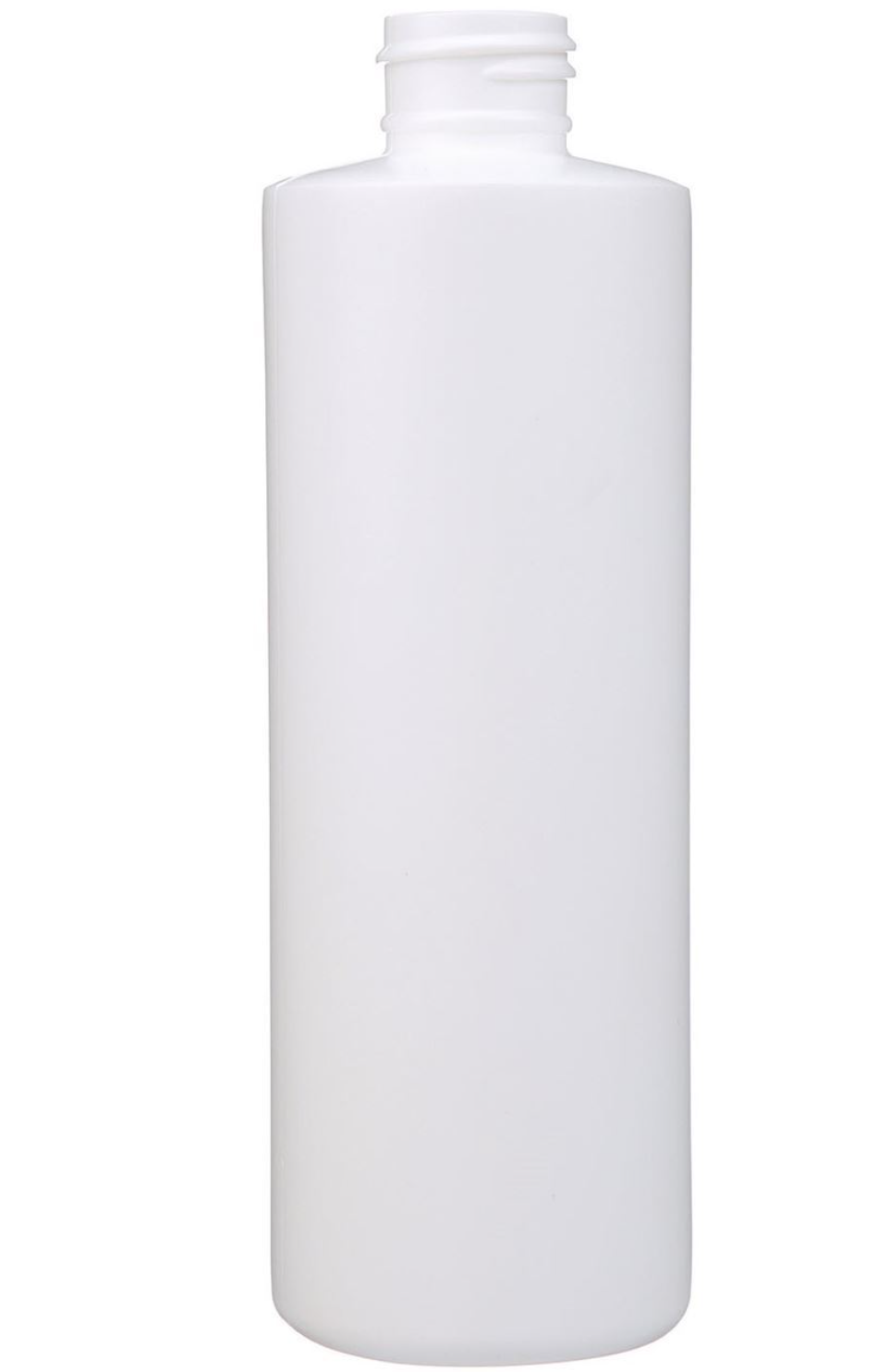One Dozen 8 oz White HDPE Plastic Cylinder Round Bottle - 24-410 Neck Finish - INCLUDES LIDS