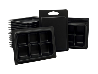 Matte Black Two Piece Luxurious 6 Cavity (2 Piece - Not Clamshell) molds for wax melts or soaps
