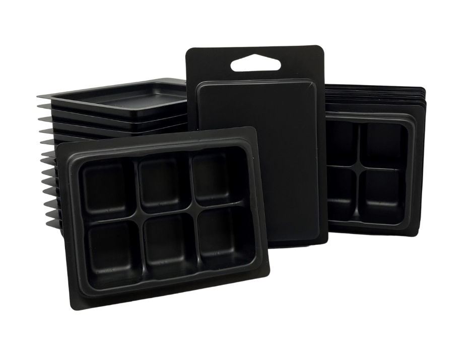 30 Pcs Black Kraft Box With Crystal Clear Clamshell for Wax Melts Clamshells  for Wax Melts Wax Melt Clamshells 8 Cavity 