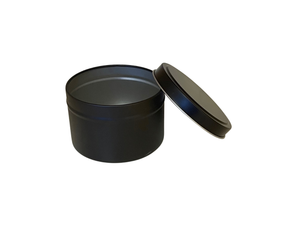 8 oz black seamless tins - sold in case of 12