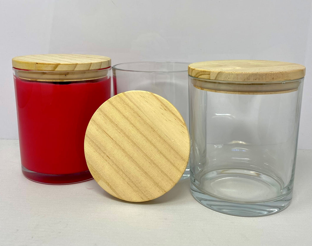 17 oz clear glass tumbler with snug wooden lid included