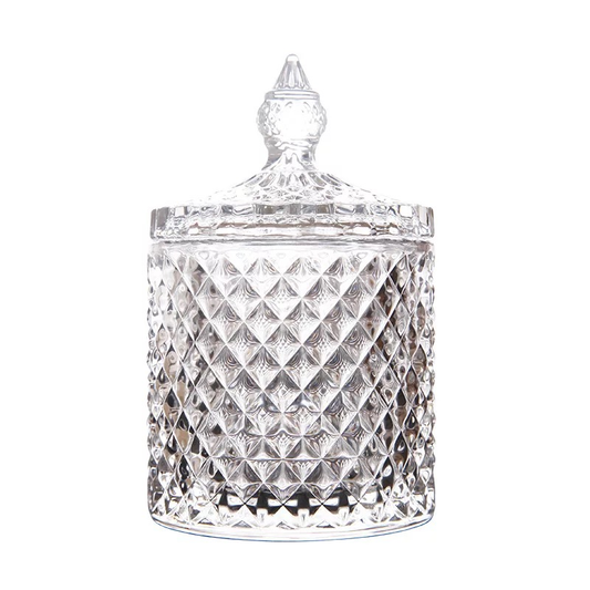 CLEARANCE SALE! Luxury Vessels - Beautiful clear two piece 10 oz faceted jar