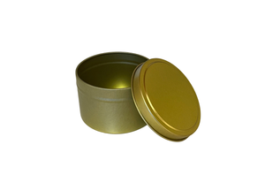 8 oz gold seamless tins - sold in case of 12