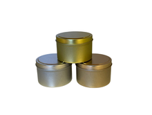 Load image into Gallery viewer, 8 oz gold seamless tins - sold in case of 12
