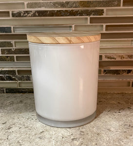 17 oz white tumbler with snug wooden lid included