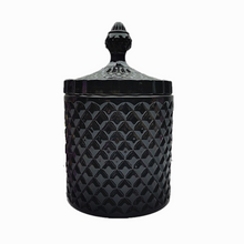 Load image into Gallery viewer, Luxury Vessels - Beautiful solid black two piece 10 oz faceted jar
