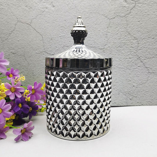 CLEARANCE SALE!   Luxury Vessels - Beautiful silver two piece 10 oz faceted jar