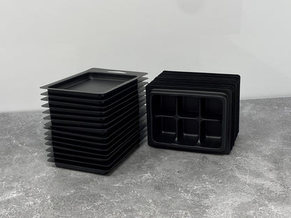 Matte Black Two Piece Luxurious 6 Cavity (2 Piece - Not Clamshell) molds for wax melts or soaps