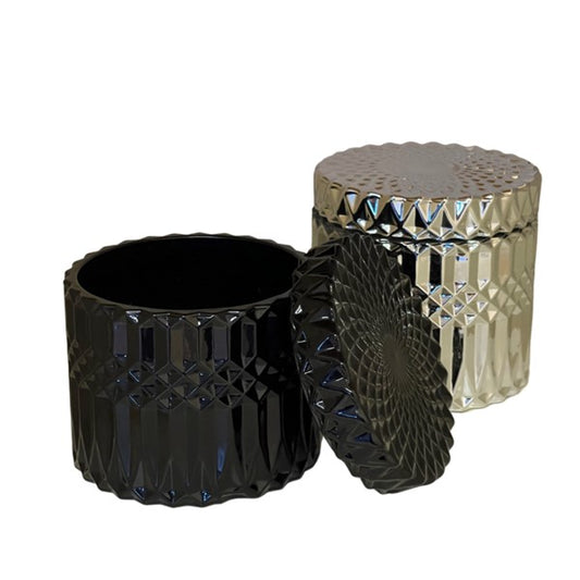 CLEARANCE SALE!  Luxury Vessels - Silver or Black two piece 11 oz textured jar - Very large vessel!