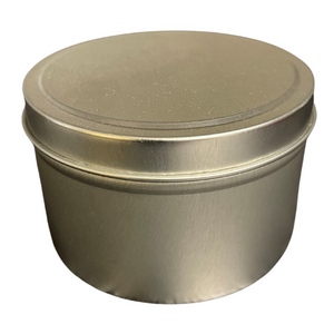 8 oz silver seamless tins - sold in case of 12