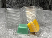 Load image into Gallery viewer, One ounce single cube clamshell molds for wax melts or soap samples
