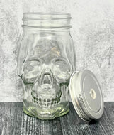 Skull Mason Jars - 16 ounce - Perfect for Halloween! Comes with straw lid.