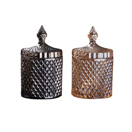 CLEARANCE SALE!  Luxury Vessels - Smoky Black or Taupe two piece 10 oz faceted jar