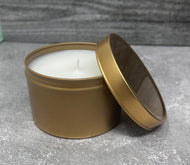 8 ounce gold tin private label candles